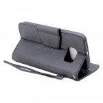 Wholesale Galaxy S6 Edge Color Flip Leather Wallet Case with Strap (Black Black)